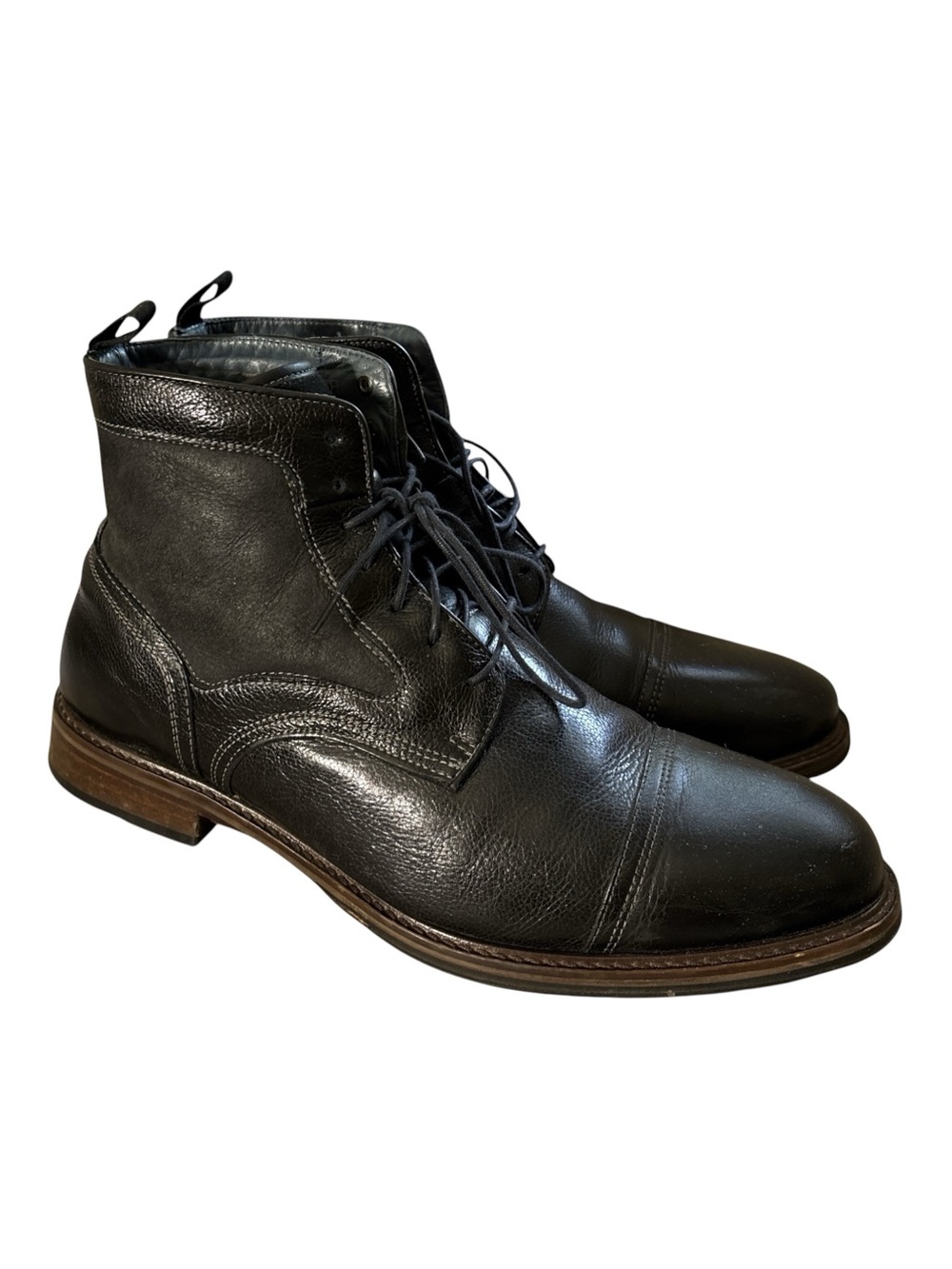 Johnston & Murphy XC Flex Raleigh Cap Toe Leather Boots Sheepskin Shearling 11.5